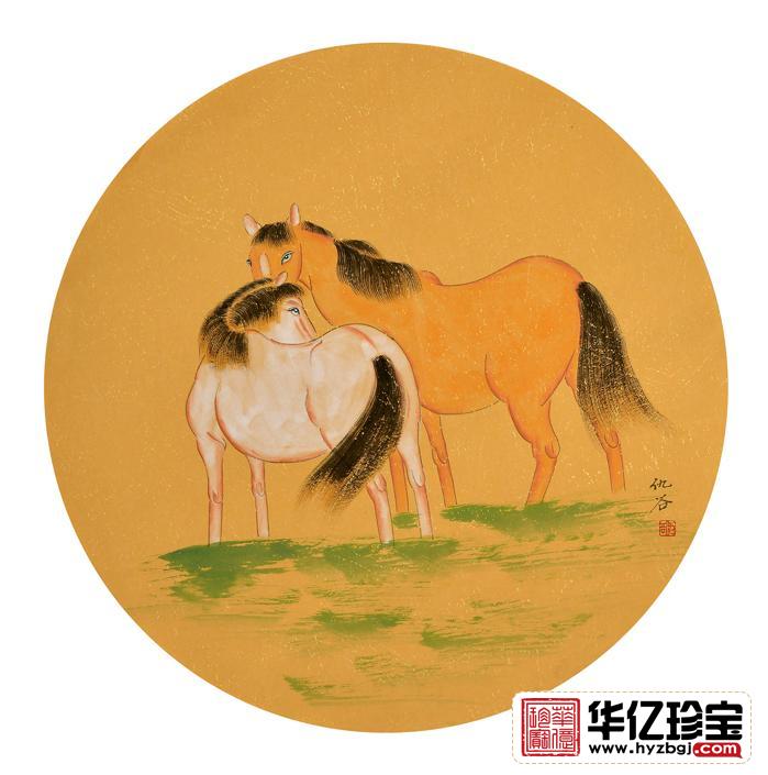 客厅装饰画 卧室挂画 仇谷工笔动物画 生肖图 骏马图《穷款》