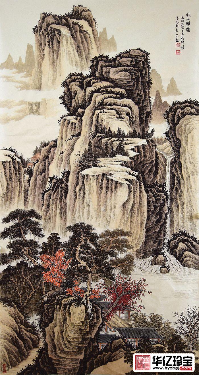 许吉尔ZUI新力作四尺竖幅仿古山水画《秋山雅韵》