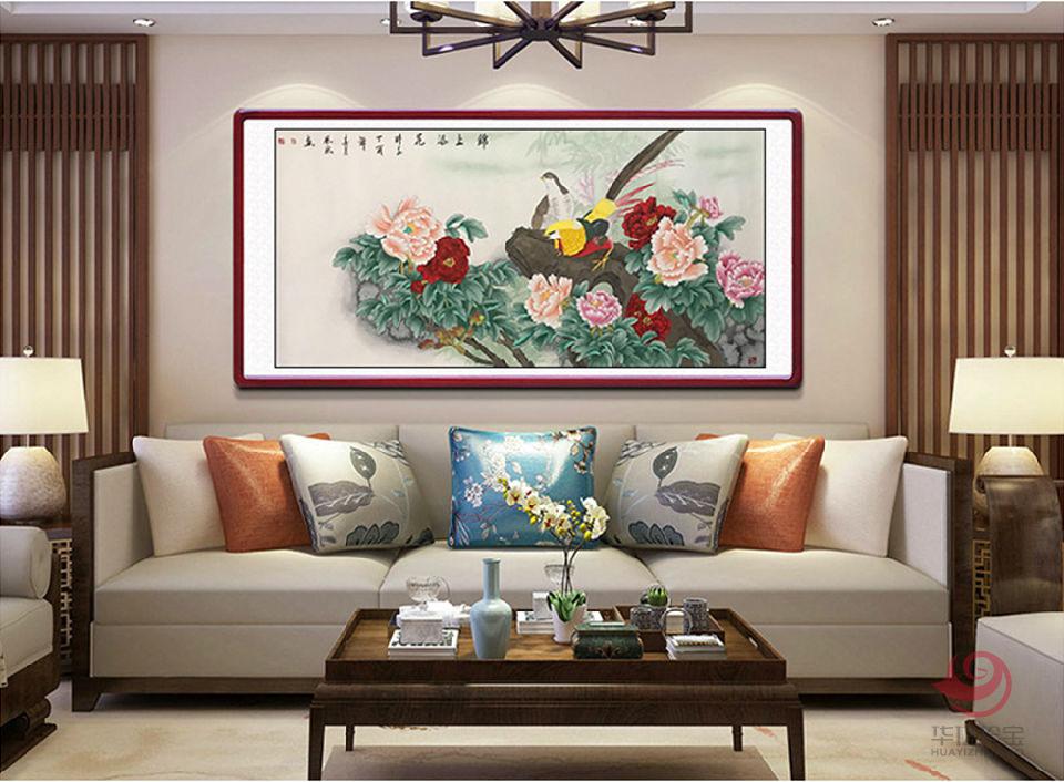 画家徐凤秋《锦上添花》工笔花鸟牡丹画作品
