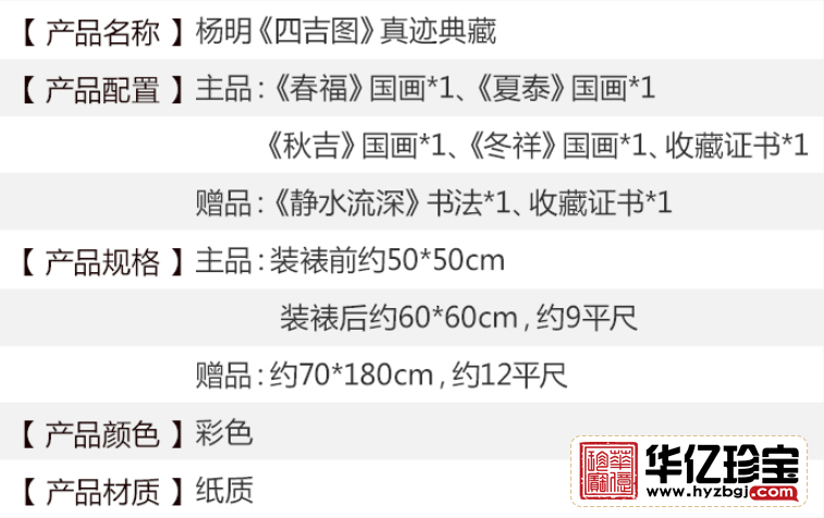 杨明《四吉图》真迹典藏