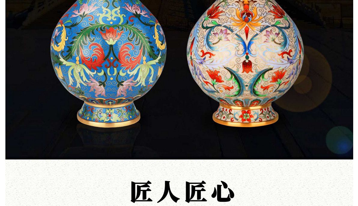 霍铁辉景泰蓝一路连升珐琅瓶（单尊）