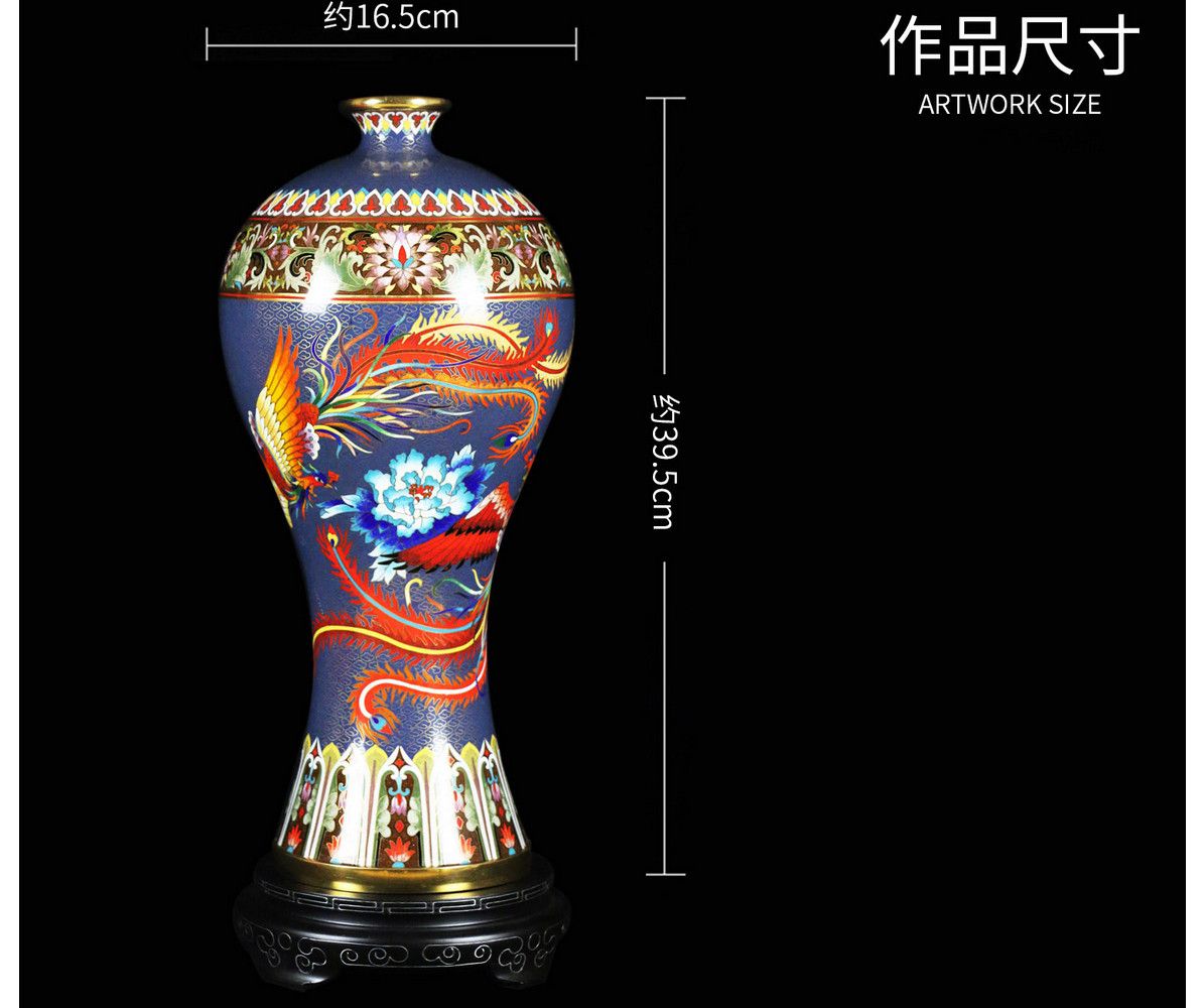 张同禄 景泰蓝《十大经典·喜凤瓶》(一对)
