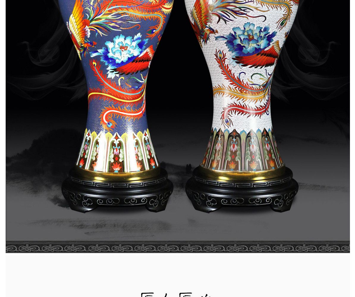 张同禄 景泰蓝《十大经典·喜凤瓶》(一对)