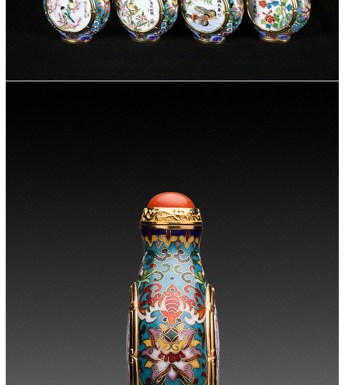 张同禄 景泰蓝《十二花神生肖珐琅鼻烟壶》
