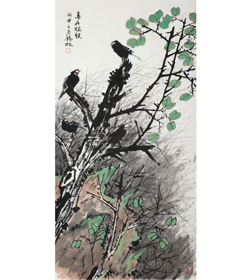 潘锡林《春在枝头》68×137cm