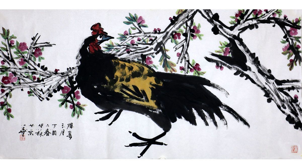 潘锡林《阳春三月》138×68cm