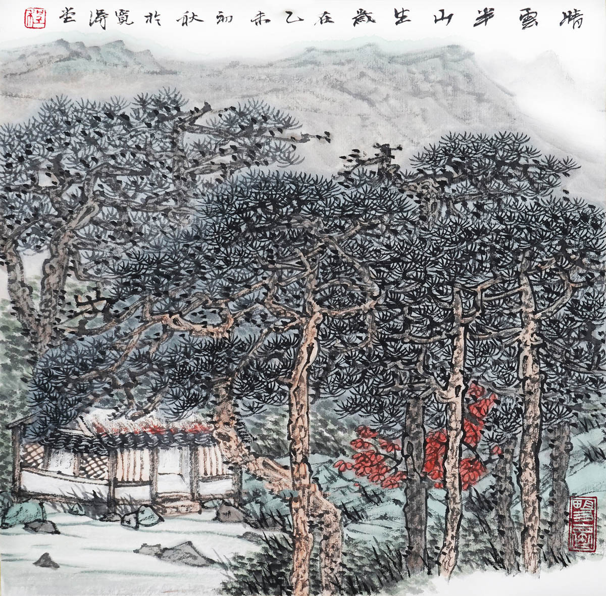 程振国 《晴云半山生》38×38cm