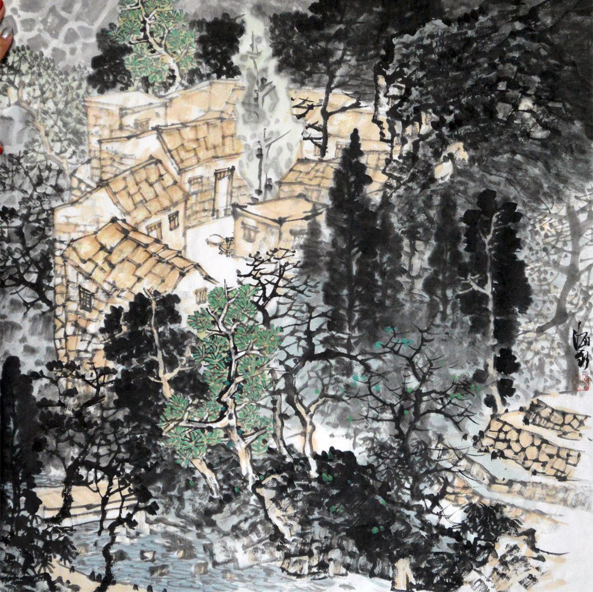 何海新《山水一》68×68cm