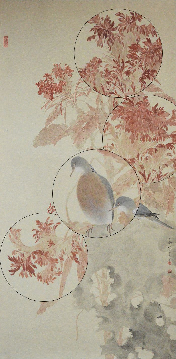 宋宏家《花鸟画》136x68cm