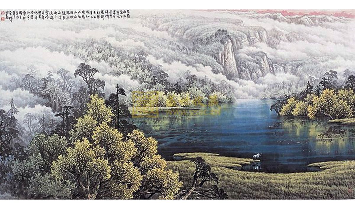 李晖《山水画一》四尺对开