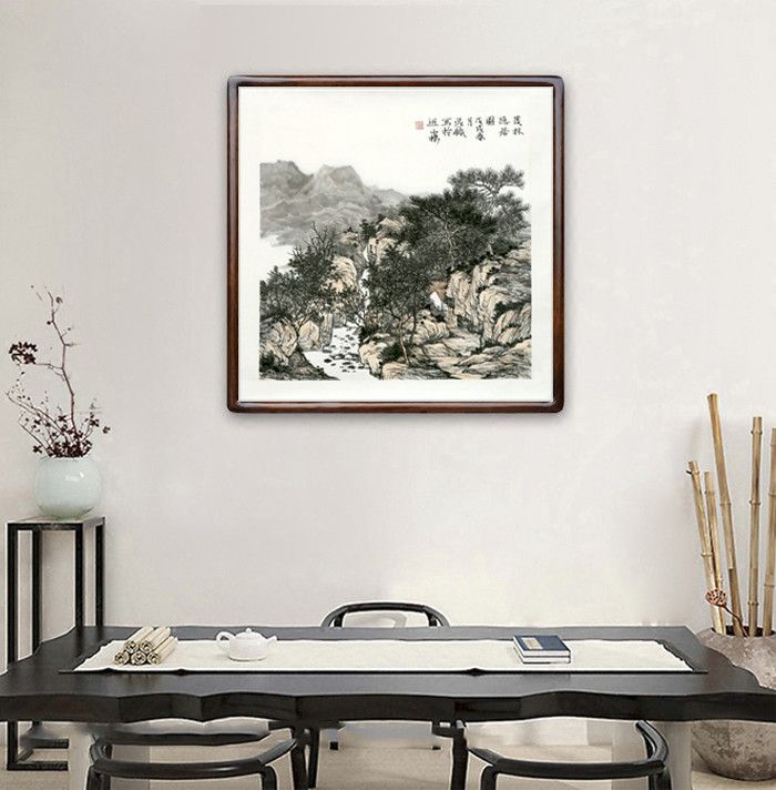 段铁《茂林隐居图》四尺斗方