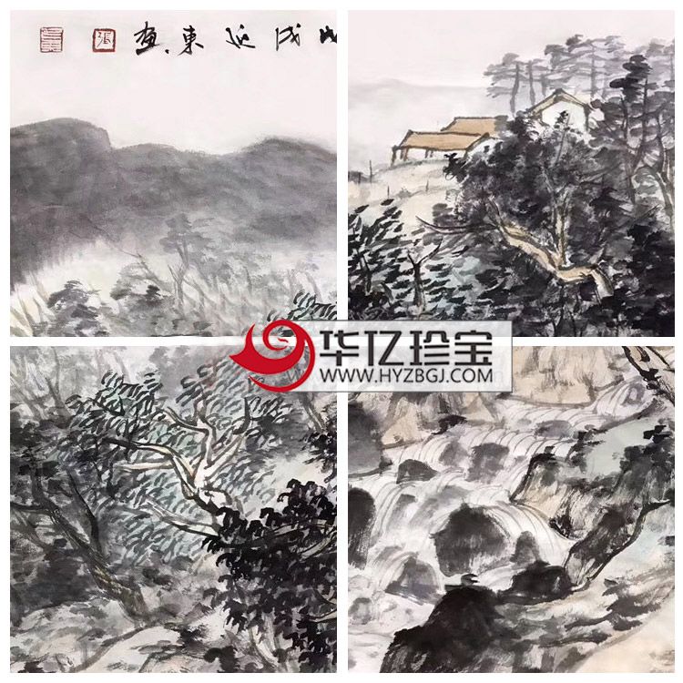 张延东《村树连溪口》四尺斗方