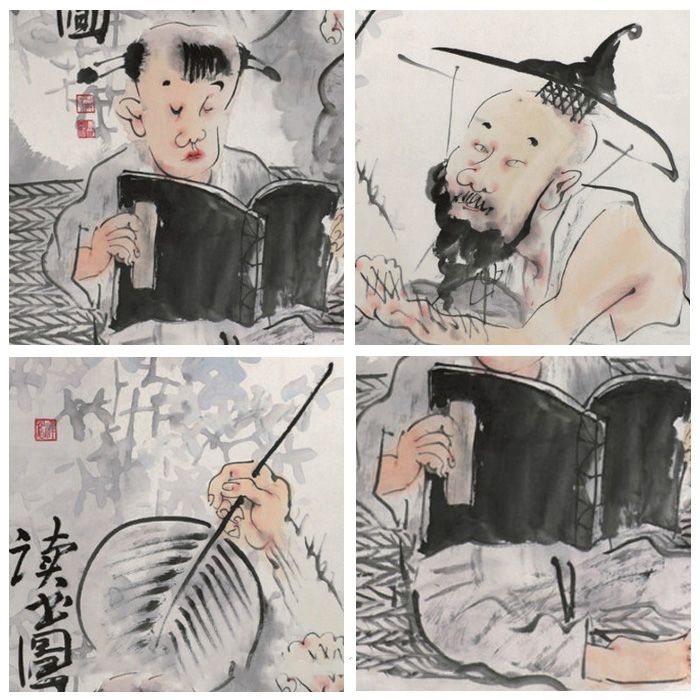 戴顺智《读书图》斗方