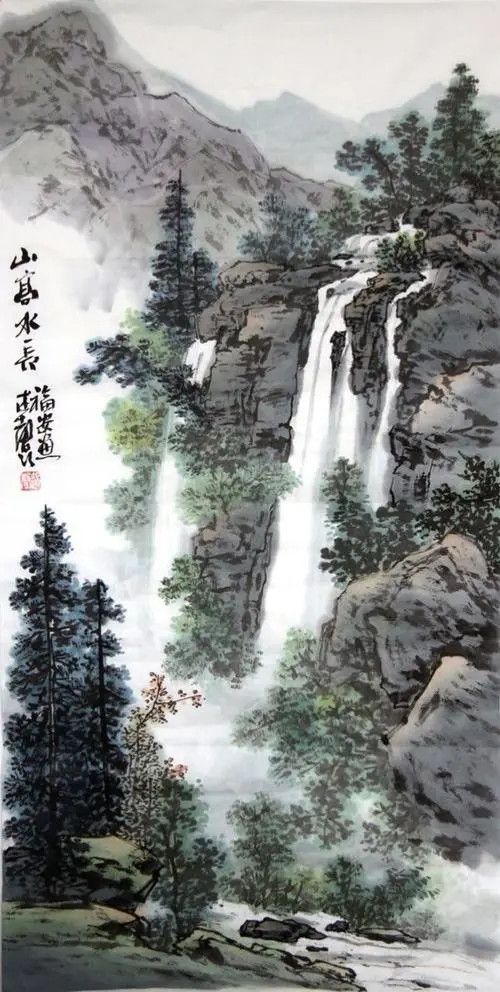 李福安《山高水长》山川瀑布源远流长