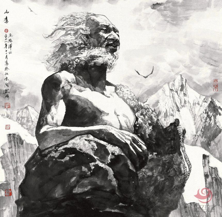 中G当代实力名家--尼玛泽仁《山鹰》大师作品