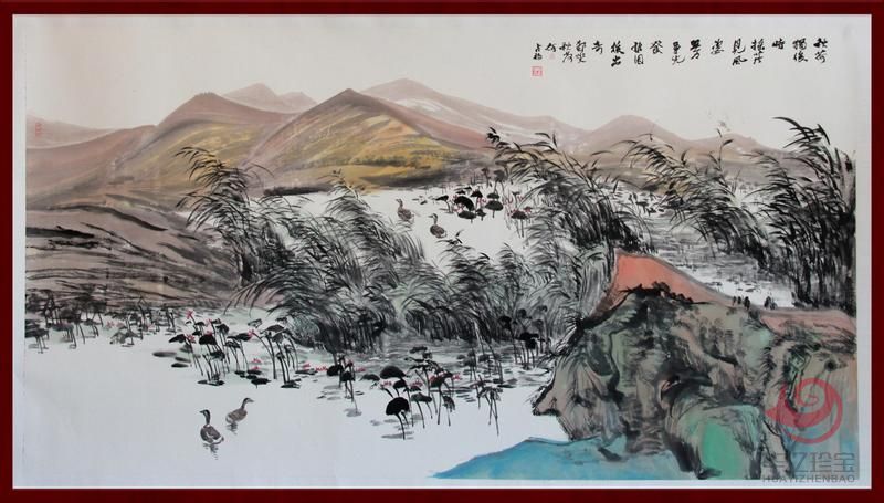 何占福《秋荷独后时》8平尺横幅巨作