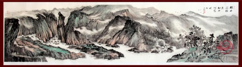 贺兰山画派创始人 山水画家何占福《轻风摇杂花》14平尺巨幅作品