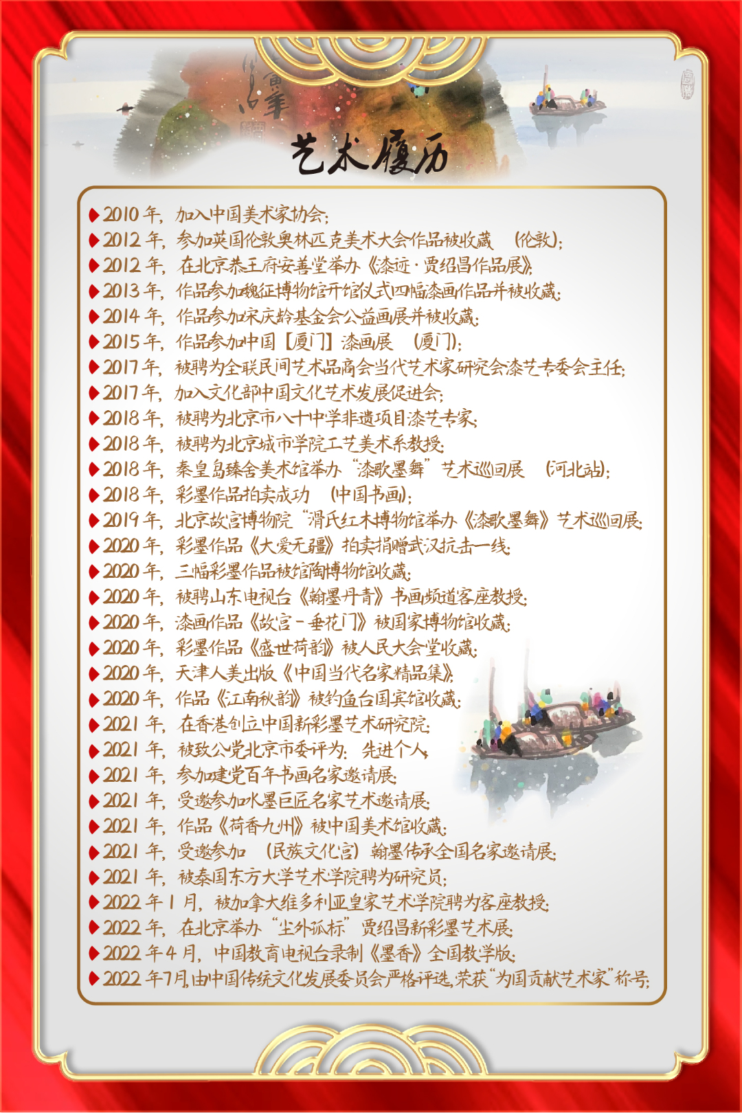 贾绍昌彩墨画  3平尺作品《彩墨江南》