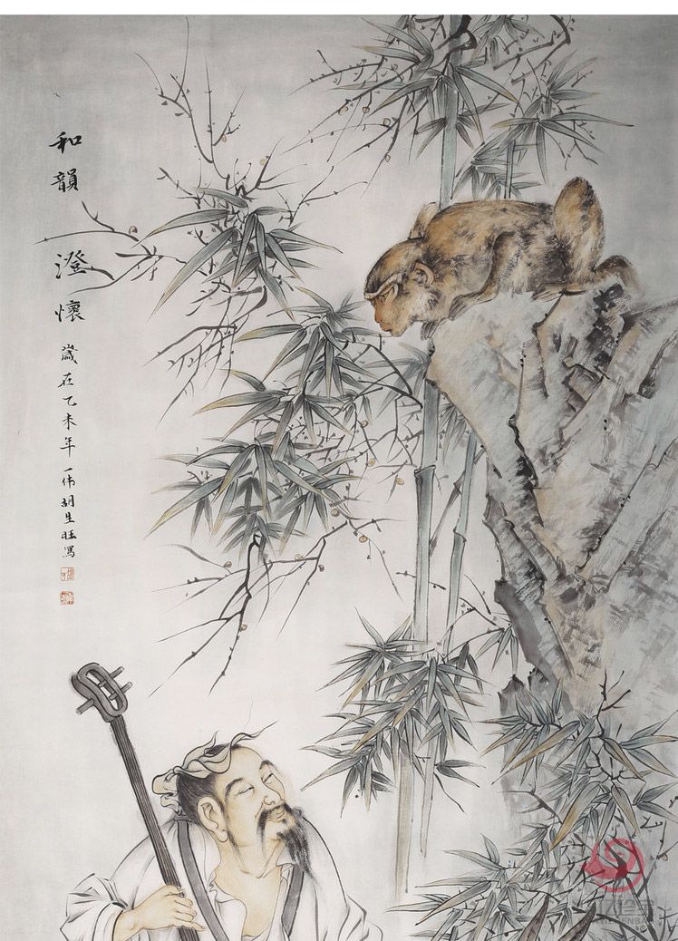 胡生旺 手绘国画人物高士图名家字画真迹书房茶室挂画 