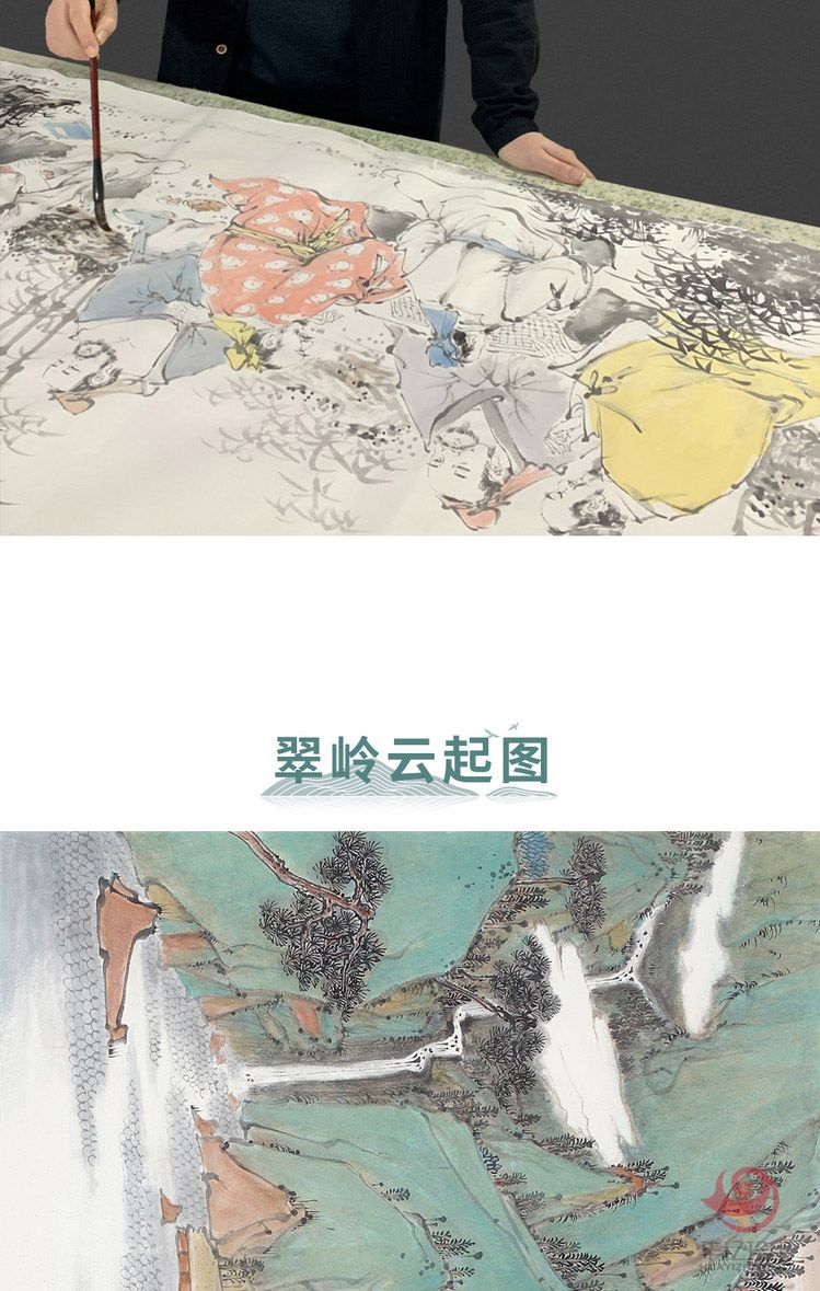 胡生旺 青绿画手绘国画名家字画真迹客厅办公室挂画水墨画 