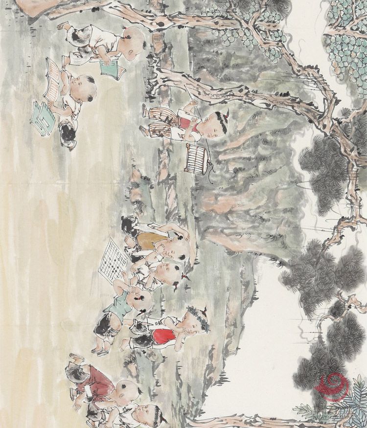 胡生旺 孩童挂画手绘国画人物画名家字画真迹客厅书房水墨画