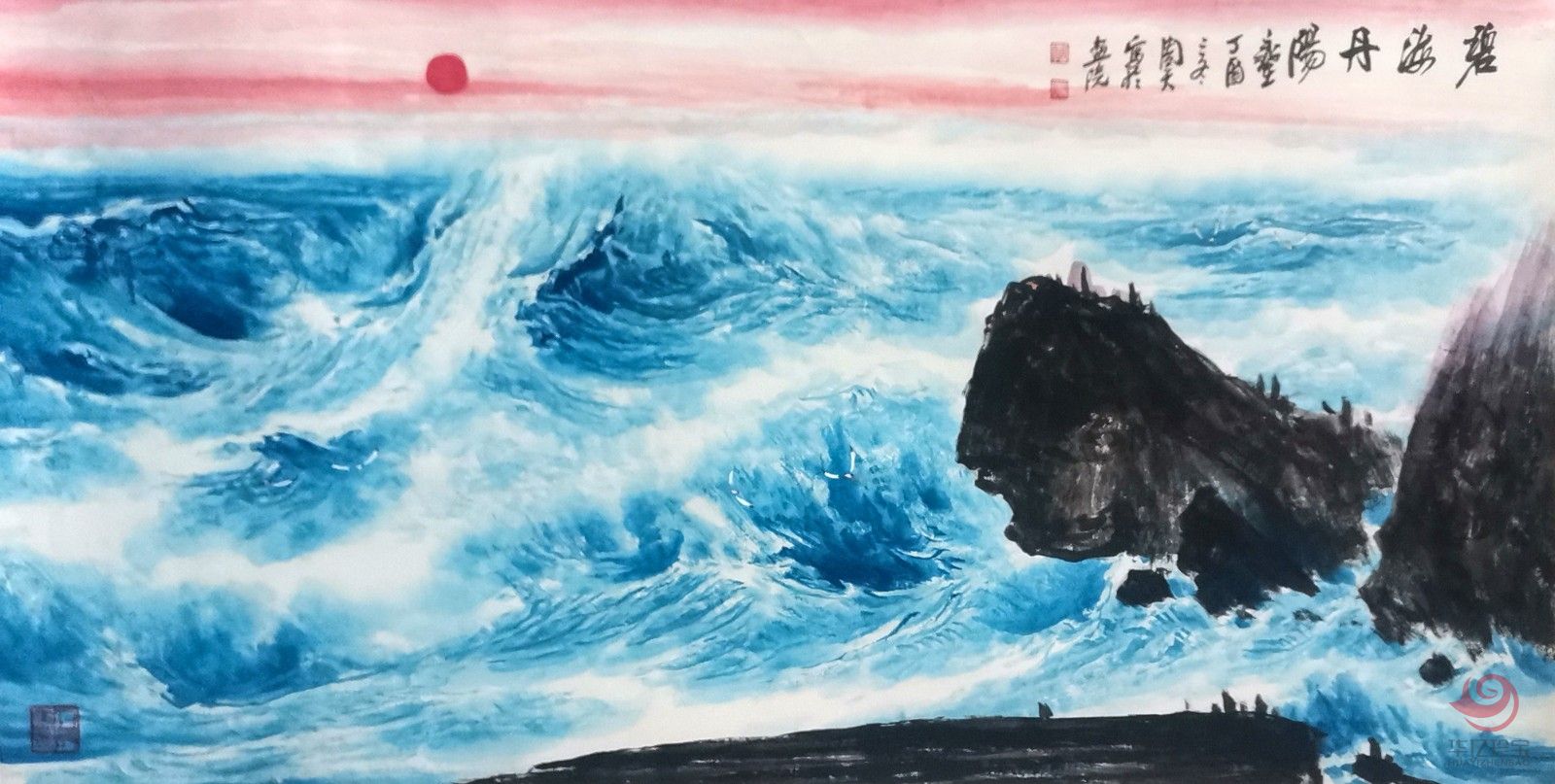 周智慧8平尺大海作品《碧海丹阳》