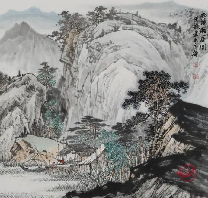 中G工笔画协会会员季清龙《松溪雅居图》