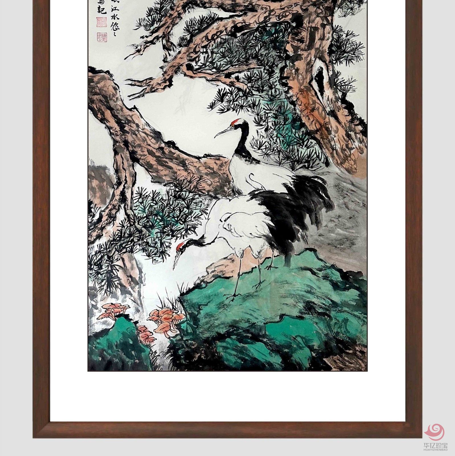 陆鹤龄8平尺仙鹤作品《松鹤延年》