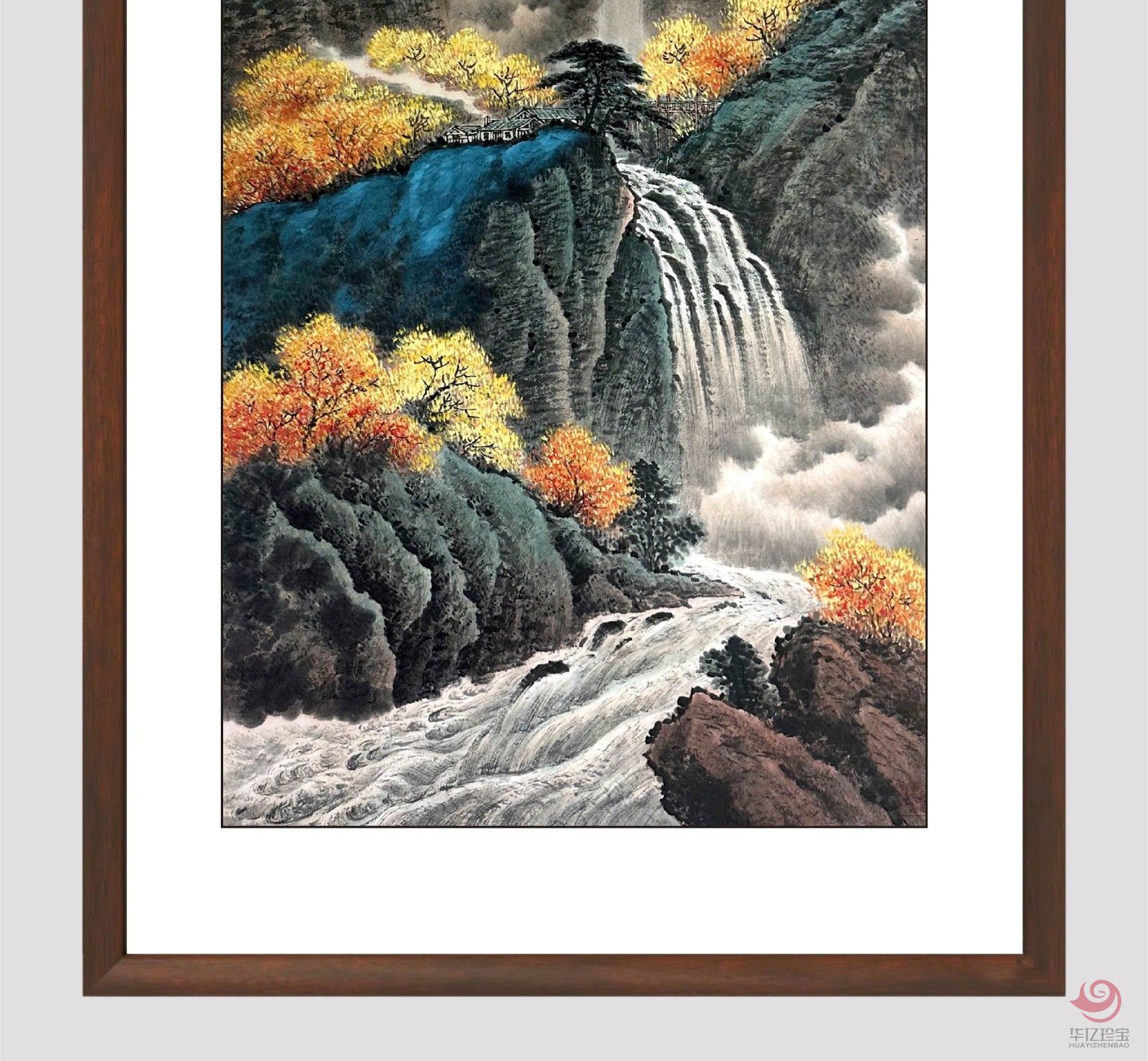 陆鹤龄8平尺山水作品《林泉秋韵》