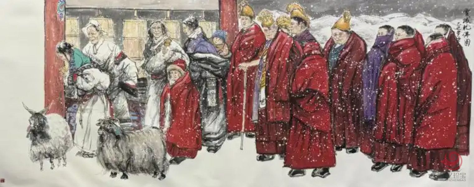 雪域礼佛图-青海水墨画家杨明作品