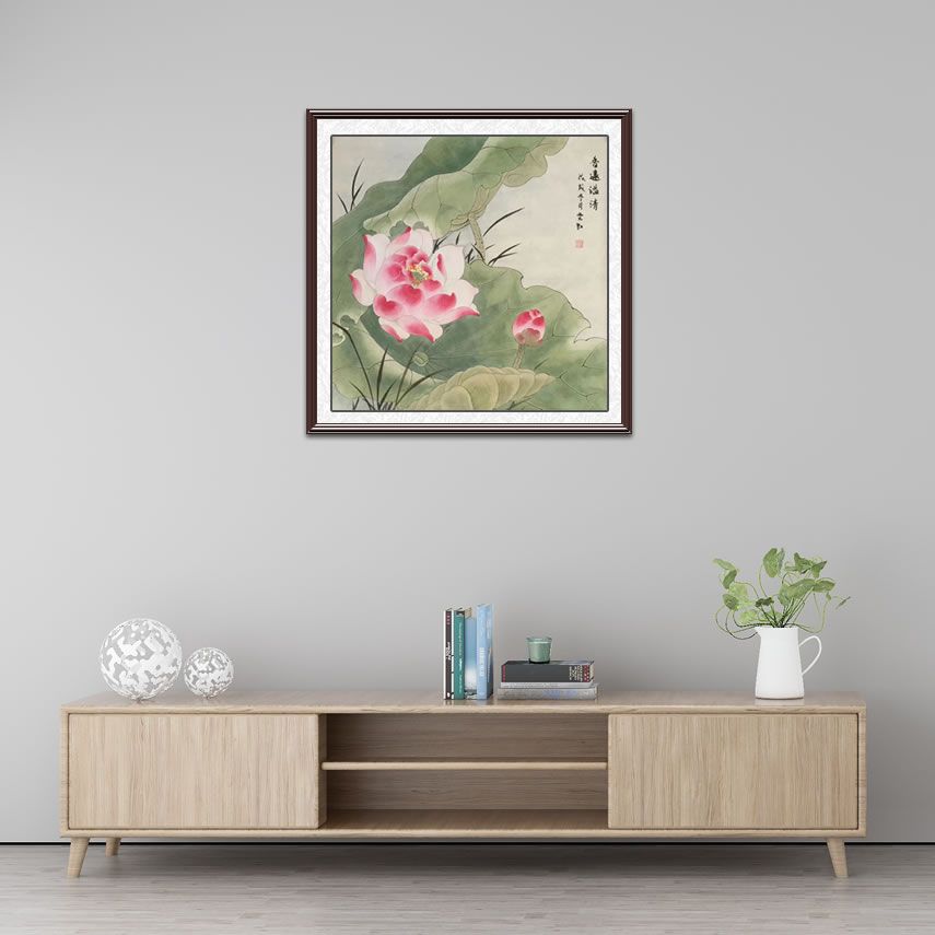 国画荷花   贾云虹四尺斗方工笔画《香远益清》